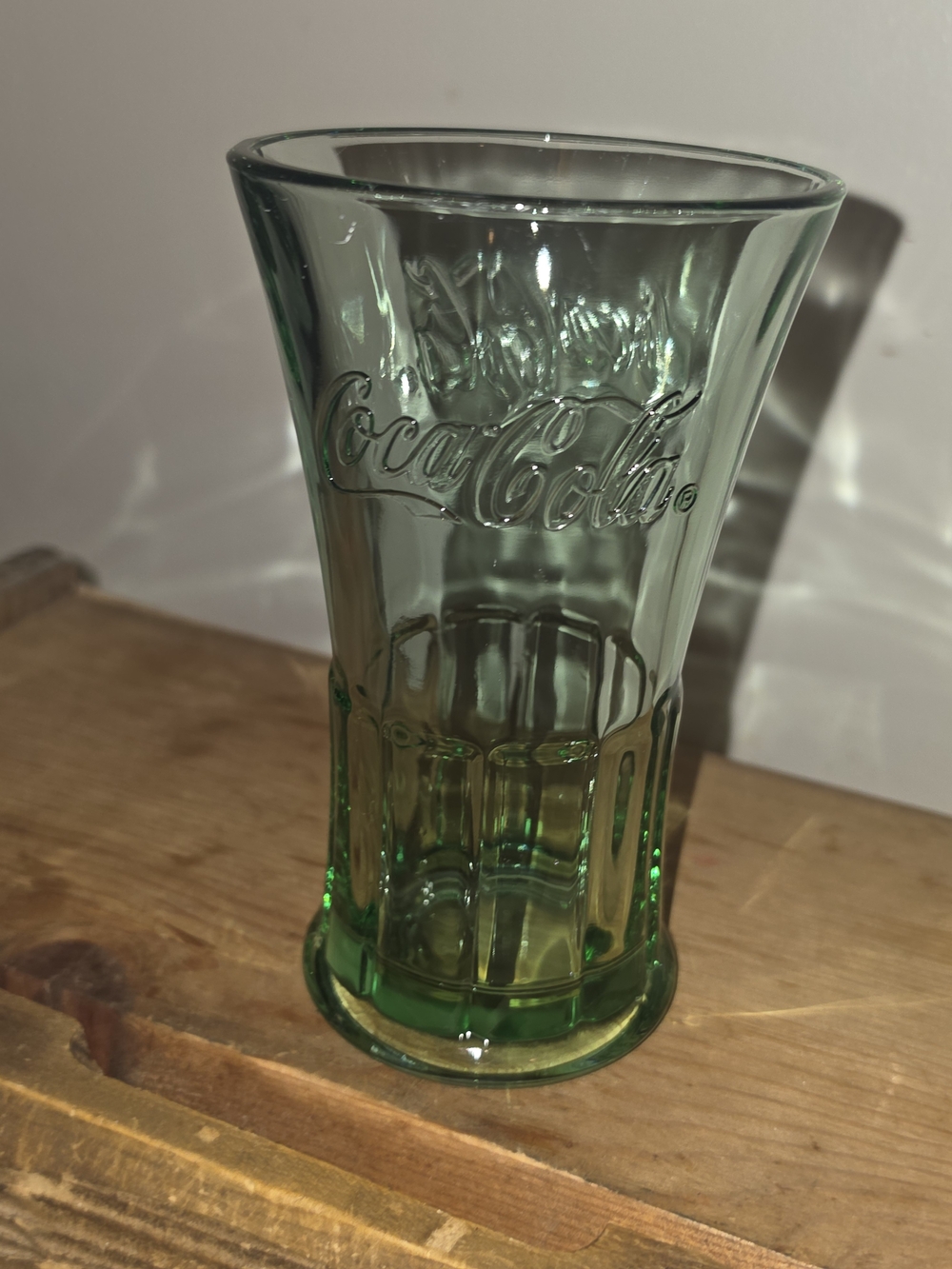 Coca Cola Green Embossed Glass Tumbler